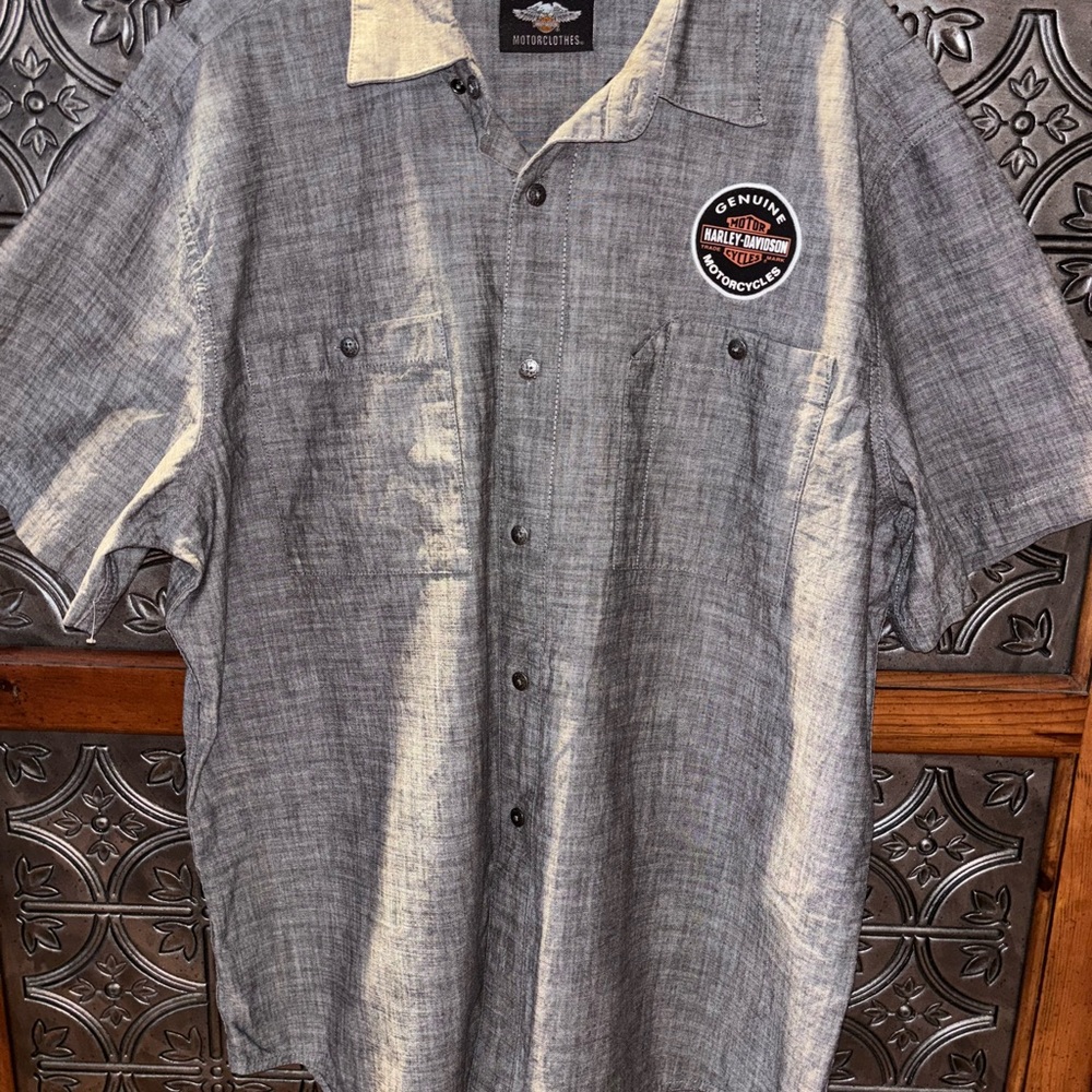 Harley-Davidson Gray Linen-look Casual Shirt Sz XL